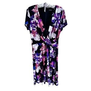 Lauren Ralph Lauren Floral Dress Size 12  NWOT Faux Wrap Career Wedding Guest‎